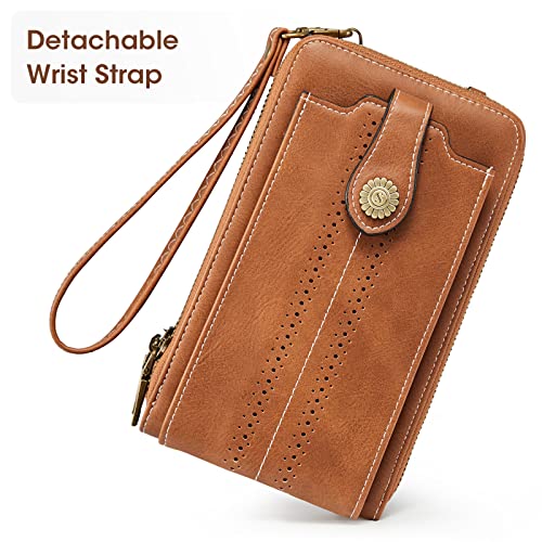 Kattee Genuine Leather Satchel Handbags Bundle with RFID Blocking Women Corssbody Cellphone Purses Wallets