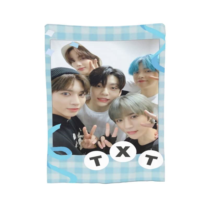 Kpop TXT Throw Blanket Tomorrow X Together Merch Yeonjun Soobin Taehyun Hueningkai Beomgyu Collage Blanket Soft Warm Bed Blanket 80"X60"