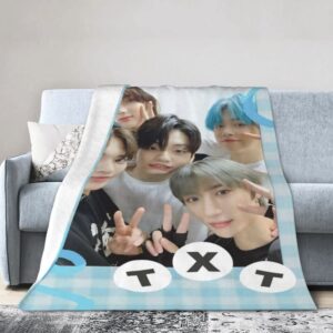 Kpop TXT Throw Blanket Tomorrow X Together Merch Yeonjun Soobin Taehyun Hueningkai Beomgyu Collage Blanket Soft Warm Bed Blanket 80"X60"