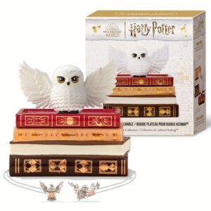 Charmed Aroma Harry Potter Hedwig Scented Candle and Jewelry Tray with Surprise Necklace Inside, 925 Sterling Silver, Jewelry Candle for Women, Home Décor | Collectible |Accessories Gift