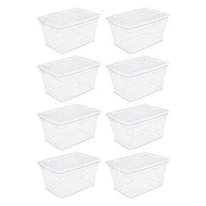 infityle 58 qt storage box clear base white lid set of 8