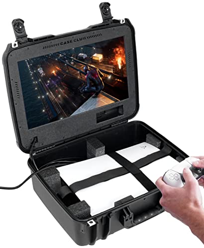 Case Club Portable Gaming Station with Built-in 18.5" Monitor - Fits PlayStation 5, 1 Controller, 2 Games & Has a Built-in Fan to Expel Heat - Hard-Shelled PS5 Travel Case is Waterproof & Lockable