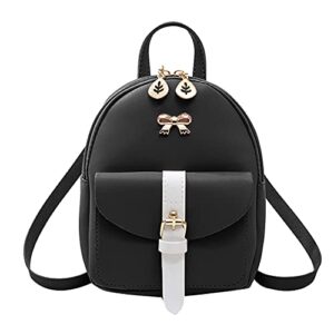 women preppy style hit color bow leaf mini shoulder bag cute leather backpack