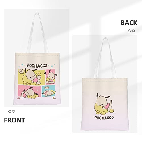 LKUZLOH Anime Canvas Tote Bag for Women Cute Shopping Bag ​Kawaii Shoulder Handbag Gym Bag For School Work