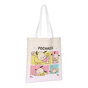 LKUZLOH Anime Canvas Tote Bag for Women Cute Shopping Bag ​Kawaii Shoulder Handbag Gym Bag For School Work