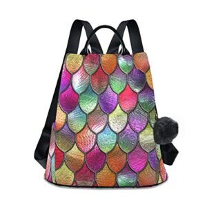 insomo shiny scales backpack purse for women, fashion designer travel bag large ladies shoulder bags