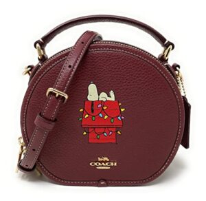 coach womens canteen crossbody handbag in leather (im/wine multi with snoopy lights motif)