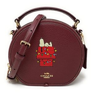 COACH Womens Canteen Crossbody Handbag In Leather (IM/Wine Multi With Snoopy Lights Motif)