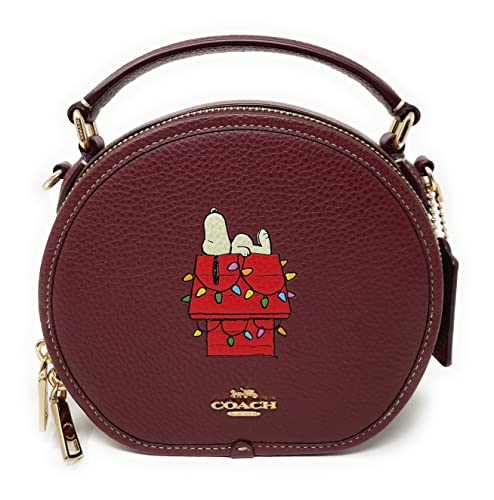 COACH Womens Canteen Crossbody Handbag In Leather (IM/Wine Multi With Snoopy Lights Motif)