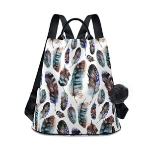 jucciaco owl feathers boho backpack purse for women travel shoulder bag casual lightweight backpack for women