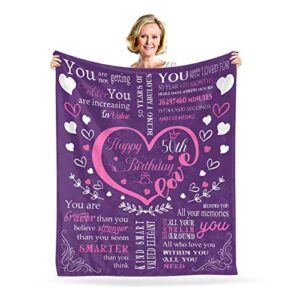 50 year old gifts for women 50th birthday gifts for women blanket 50″x60″ gifts for 50 year old woman happy 1973 birthdy gifts for her wife sister mom friends grandmother coworker birthday gift ideas