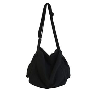 lierwoi canvas messenger bag large denim crossbody bag hobo bag with multiple pockets, adjustable shoulder straps