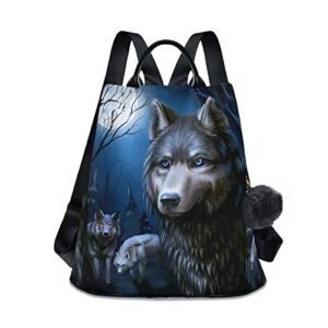 alaza wolf tree moon women backpack anti-theft handbag purse travel bag fashion shoulder bags