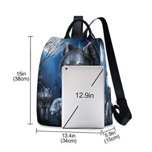 ALAZA Wolf Tree Moon Women Backpack Anti-theft Handbag Purse Travel Bag Fashion Shoulder Bags