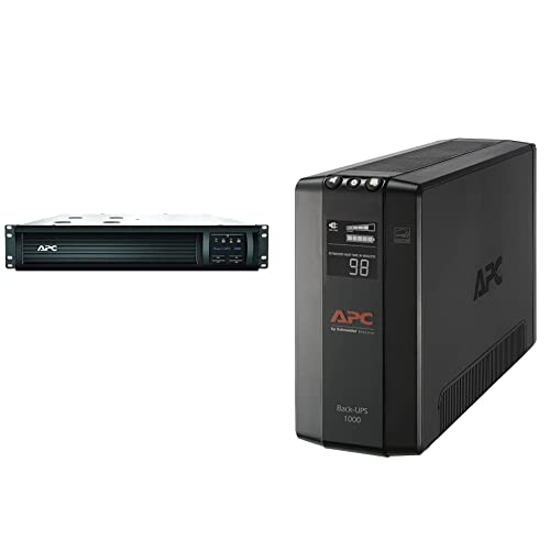 APC 1000VA Smart UPS with SmartConnect, SMT1000RM2UC Rack Mount UPS Battery Backup & UPS 1000VA UPS Battery Backup and Surge Protector, BX1000M Backup Battery Power Supply, AVR