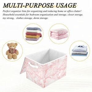 xigua Marble Storage Bins with Lids Foldable Large Cube Storage Boxes with Handles for Home Bedroom Closet Office (16.5x12.6x11.8 in)#12