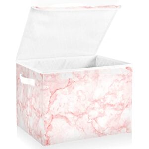 xigua Marble Storage Bins with Lids Foldable Large Cube Storage Boxes with Handles for Home Bedroom Closet Office (16.5x12.6x11.8 in)#12