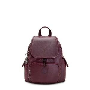 kipling women’s city pack mini backpack, lightweight versatile daypack, school bag, burgundy lacq, 10.75”l x 11.5”h x 5.5”d
