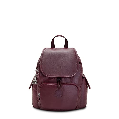 Kipling Women's City Pack Mini Backpack, Lightweight Versatile Daypack, School Bag, Burgundy Lacq, 10.75''L x 11.5''H x 5.5''D