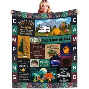 camper blanket camping lovers gift ideas for men women, camping campsite – camping blanket for rv travel hiking – camper decor – camp gift,super soft throws flannel fleece blankets gifts for camper