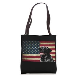 black labrador retriever gifts american flag black lab dog tote bag