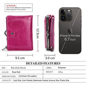 Contact's Womens Kiss Lock Wallet Leather Small Zipper Coin Purse for Women Bifold Rfid Clasp Wallet Card Holder with Photo Window