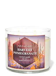 bath and body works harvest pomegranate 3 wick candle 14.5 oz / 411 g