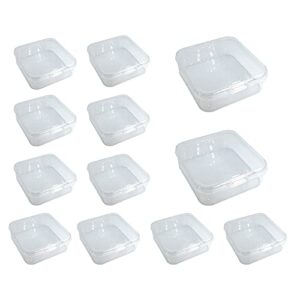 lstcpglai 12 pcs beads storage container clear plastic box case with flip-up lid pills storage box for collecting small items, jewelry (2.2 x 2.2 x 0.83 inch),plastic mini storage containers box.