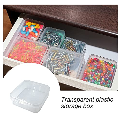 LSTCPGLAI 12 Pcs Beads Storage Container Clear Plastic Box Case with Flip-Up Lid Pills Storage Box for Collecting Small Items, Jewelry (2.2 x 2.2 x 0.83 Inch),Plastic Mini Storage Containers Box.