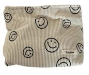 laureltree aesthetic tote bag smiling face hobo bag inclined shoulder bag for girls women office school (white)