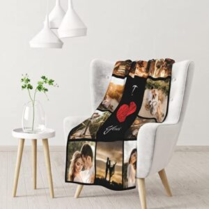 Custom Blanket Memorial Gift with Photo Text Collage - 10 Photos Customized Personalized Throw Blanket for Family, Mom, Dad, Kids, Wife or Lover, Gifts for Birthday Fathers Mothers Valentines Day