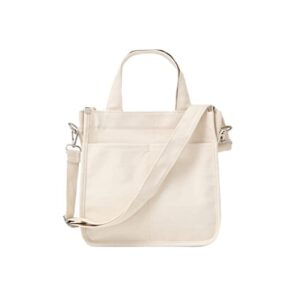 jeelow small canvas tote handbag bag purse for women girl (beige original)