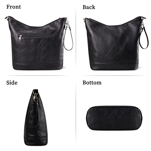 FUKUYIN Tote Handbag Shoulder Bag for Women - PU Soft Leather Hobo Bag Womens Purses - Ladies Large Crossbody Purse (Black)