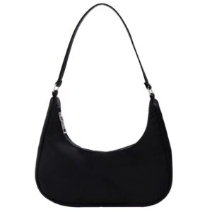 nylon handbag classic silver black one shoulder underarm mini tote gift for women…