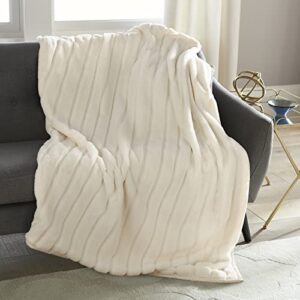 crafted by catherine ivory channel cut faux rabbit fur throw 50″ x 60″