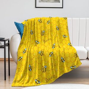 cute bee sofa throw blanket flannel super soft warm fleece bedspread home decor all season for bed couch living room large 50″x40″ in