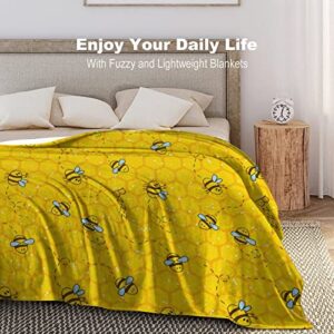 Cute Bee Sofa Throw Blanket Flannel Super Soft Warm Fleece Bedspread Home Decor All Season for Bed Couch Living Room Large 50"X40" in