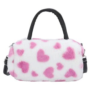 crossbody bags for women fashion tote bag plush soft boston shoulder bag love heart autumn winter ladies handbag purses