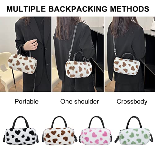 Crossbody Bags for Women Fashion Tote Bag Plush Soft Boston Shoulder Bag Love Heart Autumn Winter Ladies Handbag Purses