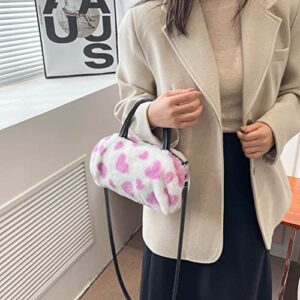 Crossbody Bags for Women Fashion Tote Bag Plush Soft Boston Shoulder Bag Love Heart Autumn Winter Ladies Handbag Purses