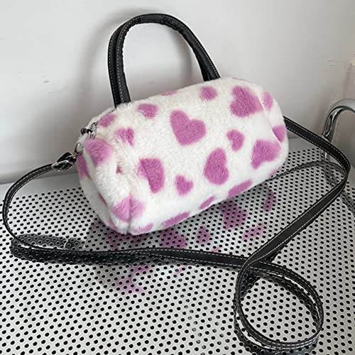 Crossbody Bags for Women Fashion Tote Bag Plush Soft Boston Shoulder Bag Love Heart Autumn Winter Ladies Handbag Purses