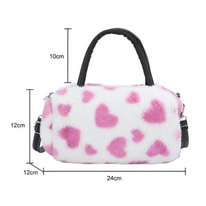 Crossbody Bags for Women Fashion Tote Bag Plush Soft Boston Shoulder Bag Love Heart Autumn Winter Ladies Handbag Purses