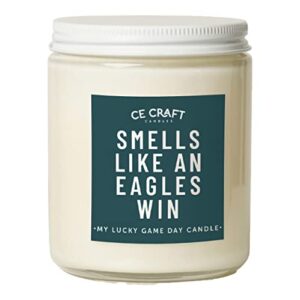 ce craft – smells like an eagles win candle – football themed candle, gift for dad, gift for son, eagles gift, football themed candle, gift for him (bourbon vanilla)
