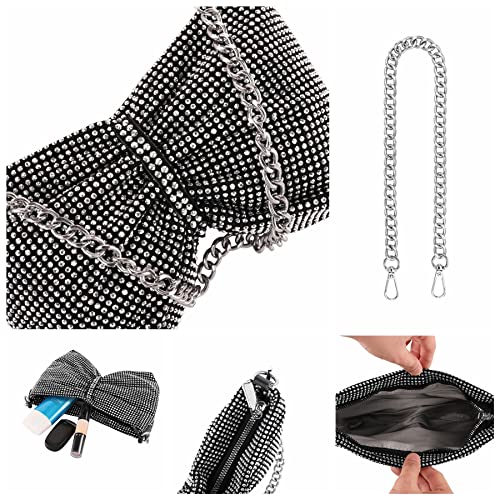 Ayliss Women Rhinestone Handbag Clutch Crystal Mini Bowknot Evening Purse Bag Top Handle Shoulder Party Bag Pouch Chain (Black #1)