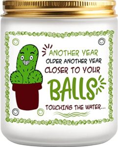 candle gifts for dad grandpa, birthday gifts for husband, gag gifts for father’s day christmas thanksgiving, funny gifts for men another year older another year closer to your balls touching the water