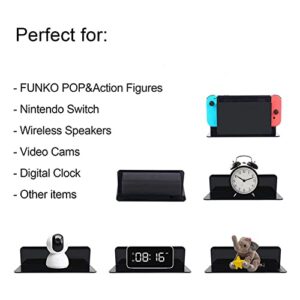 Acrylic Floating Wall Shelves 2 pcs, Damage-Free Expand Wall Space, Small Display Shelf for Smart Speaker/Action Figures with Cable Clips, Bluetooth Speaker, Webcam, Phone Stand (Black)