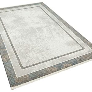 Livinify Torsdala Grey Frame Machine Made Area Rug (16'4" x 3'4")