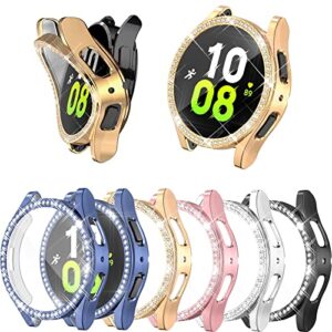 soft bling case compatible with samsung galaxy watch 5/4 40mm screen protector case, shiny crystal diamonds bumper full protective watch cover for samsung watch 5 & 4 accessories (40mm, 5 colors)
