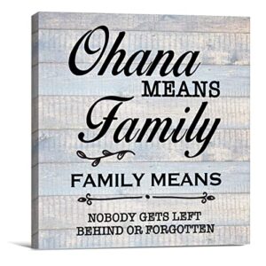 family sign wall art prints canvas painting rustic ohana means family family means nobody gets left behind or forgotten print country home decor 8″ x 8″