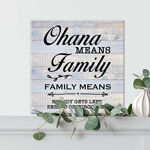 Family Sign Wall Art Prints Canvas Painting Rustic Ohana Means Family Family Means Nobody Gets Left Behind or Forgotten Print Country Home Decor 8" x 8"